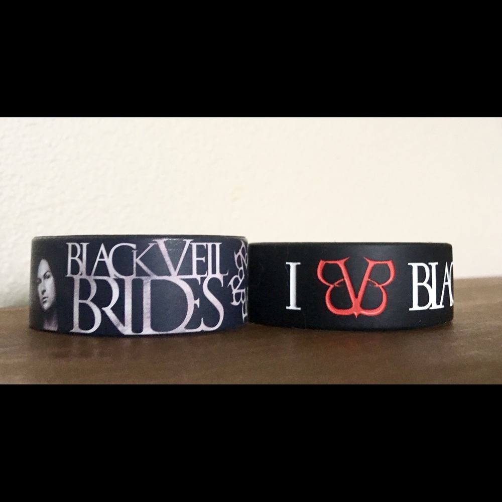 2 Black Veil Bride Rubber Bracelets